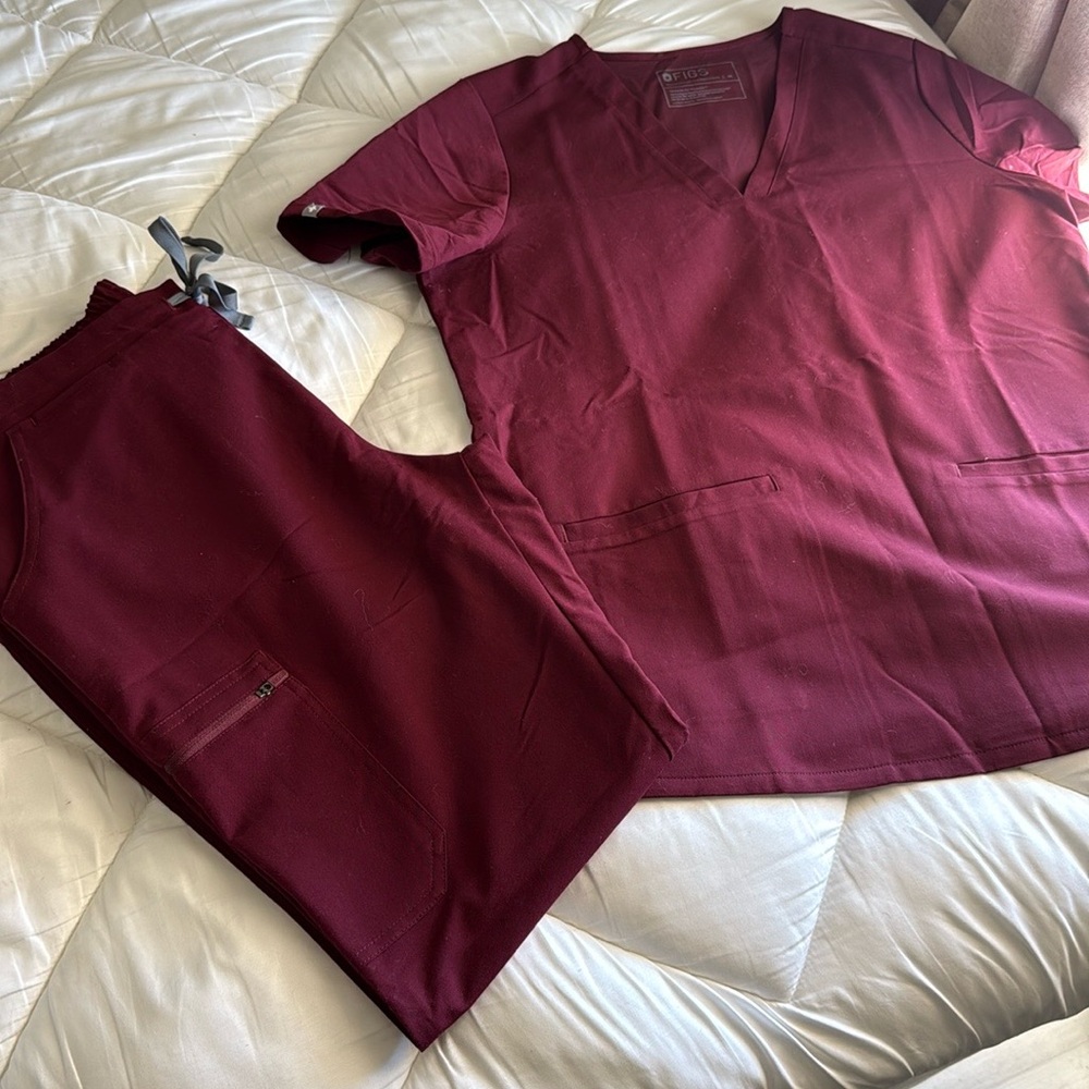Burgundy Scrub Set